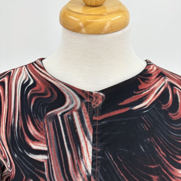 Rachel Zoe NWT Brown, White, and Black Swirl Pattern Long Sleeve Top, Small - Picture 4 of 16